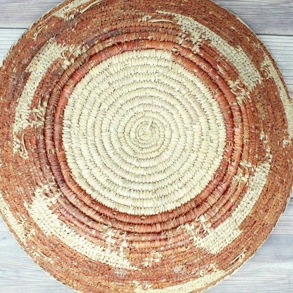 Vtg! Lot of 2 Home Décor Hand Coiled Tightly Woven Bowl Grass Straw Basket Bowl - Picture 6 of 9